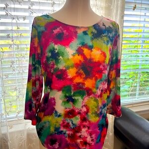 Misses multi colored 3/4 sleeve blouse
